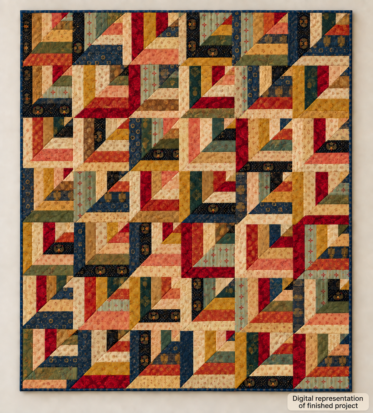 Fall Log Cabin Quilt Top