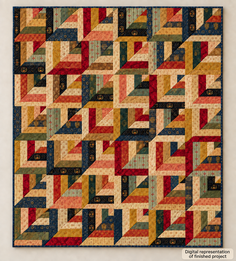 Fall Log Cabin Quilt Top