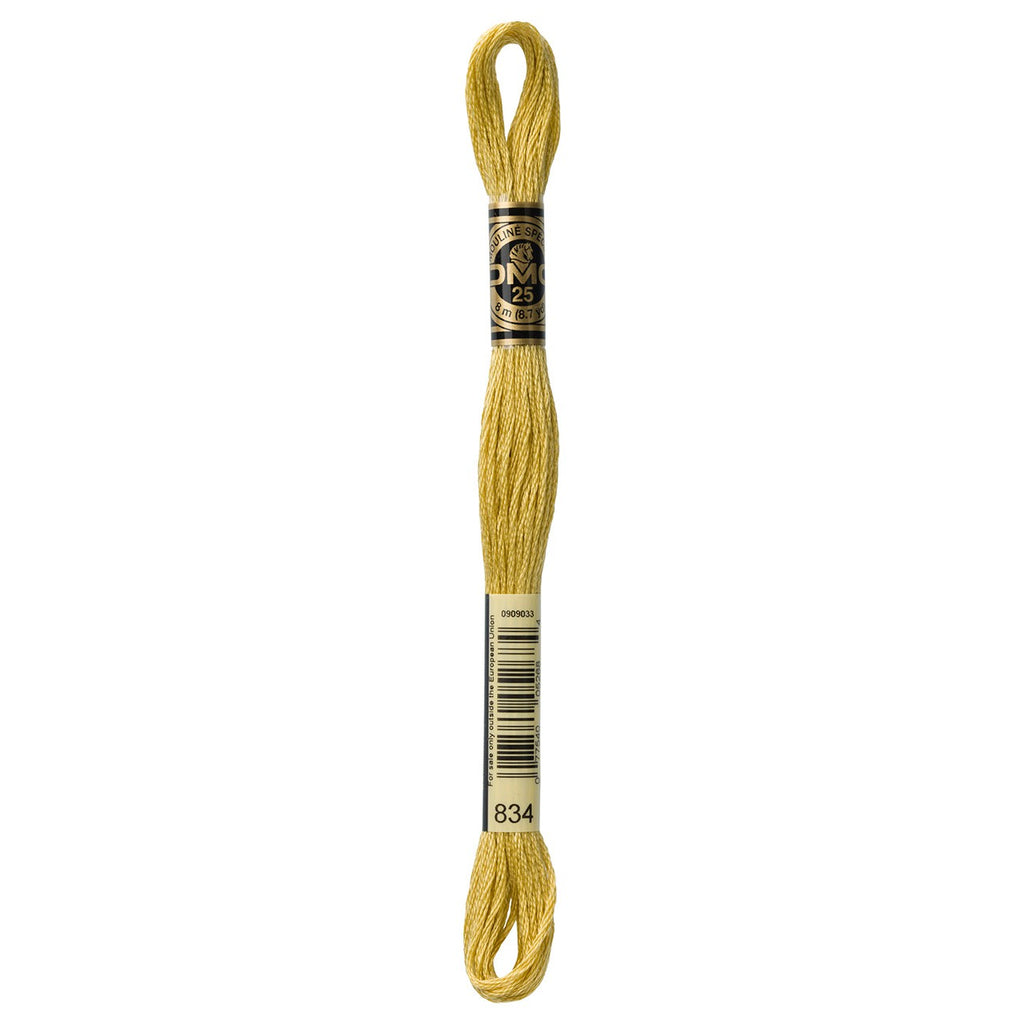 DMC embroidery floss – VERY LIGHT GLDN OLV (834)