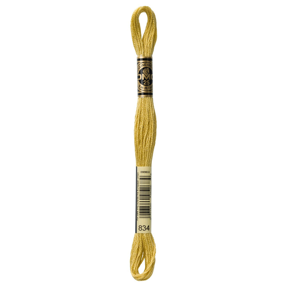 DMC embroidery floss – VERY LIGHT GLDN OLV (834)