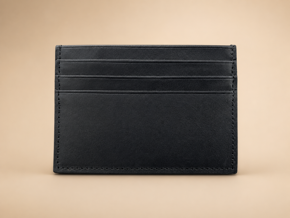 Leather Minimalist Card Holder Wallet, Finished edges
