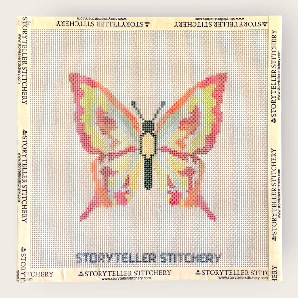 Butterfly Needlepoint Kit — 13-ct Printed Canvas, Hand-Dyed Wool-Silk Thread