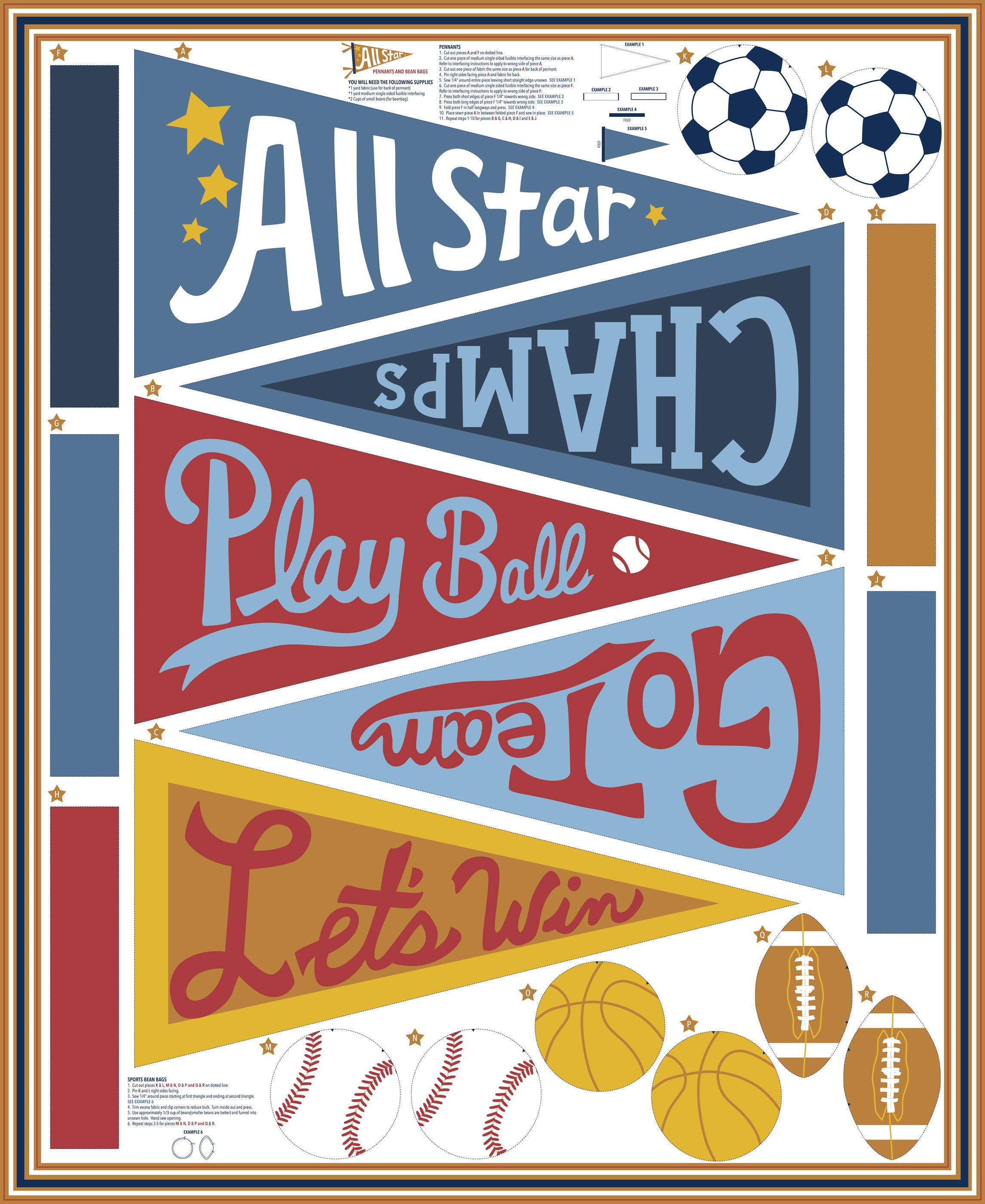 All Star Cut And Sew Panel - Multi quilting fabric