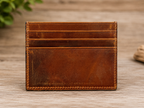 Leather Minimalist Card Holder Wallet, Finished edges