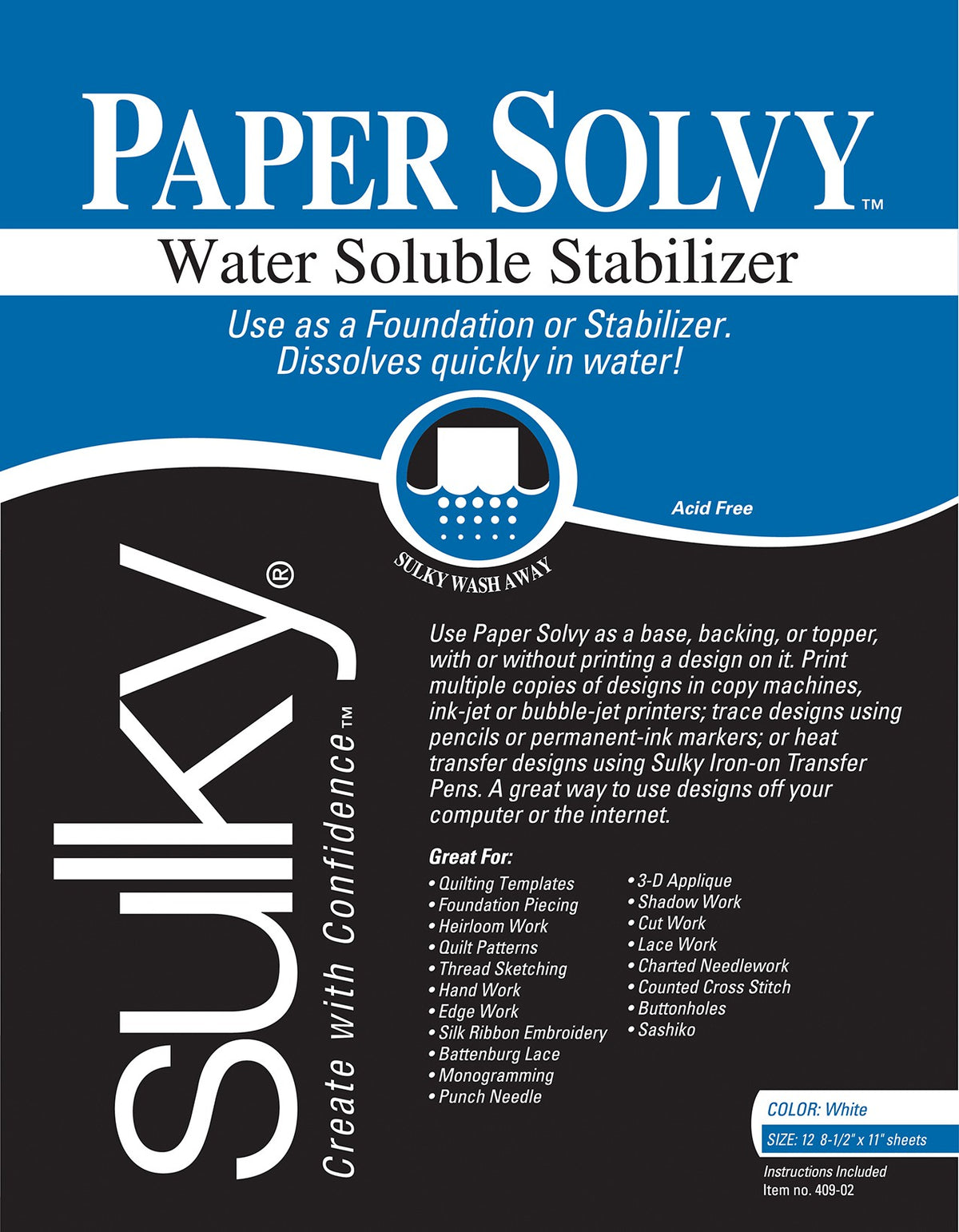 PAPER SOLVY WATER SOL 8.5IN X 11IN 12CT