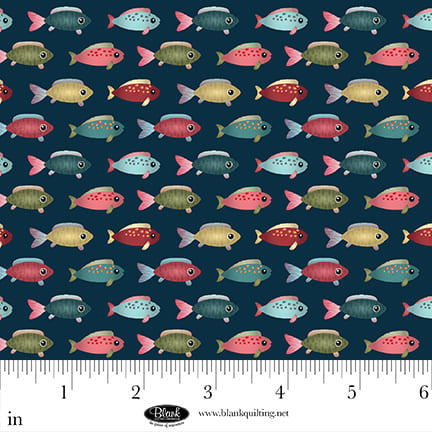 Blank Quilting Lake Night Serenade Tiny Fish navy fabric 4307-77