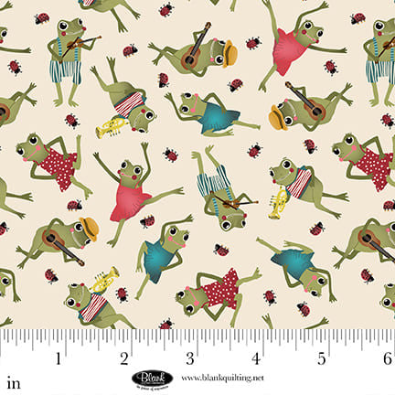 Blank Quilting Lake Night Serenade Tossed Frogs ivory fabric 4308-41