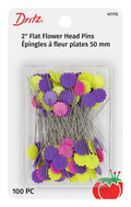 Flat Flower Pins Assorted 2 Inch 100 Count