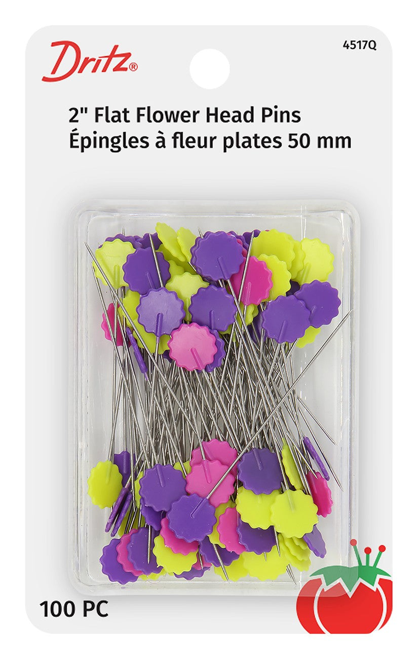Flat Flower Pins Assorted 2 Inch 100 Count