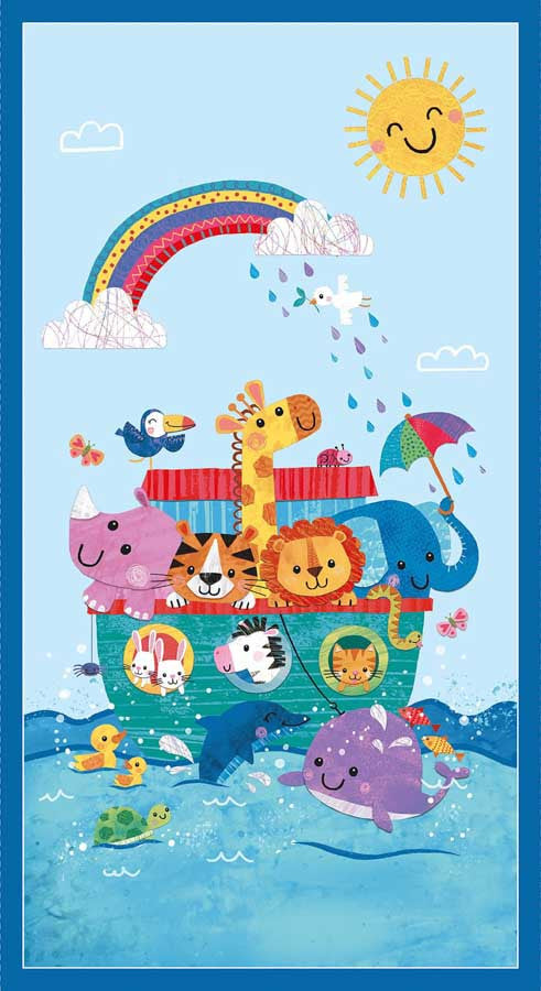 Blank Quilting Noah and Friends cobalt 24-inch fabric panel 4588P-77
