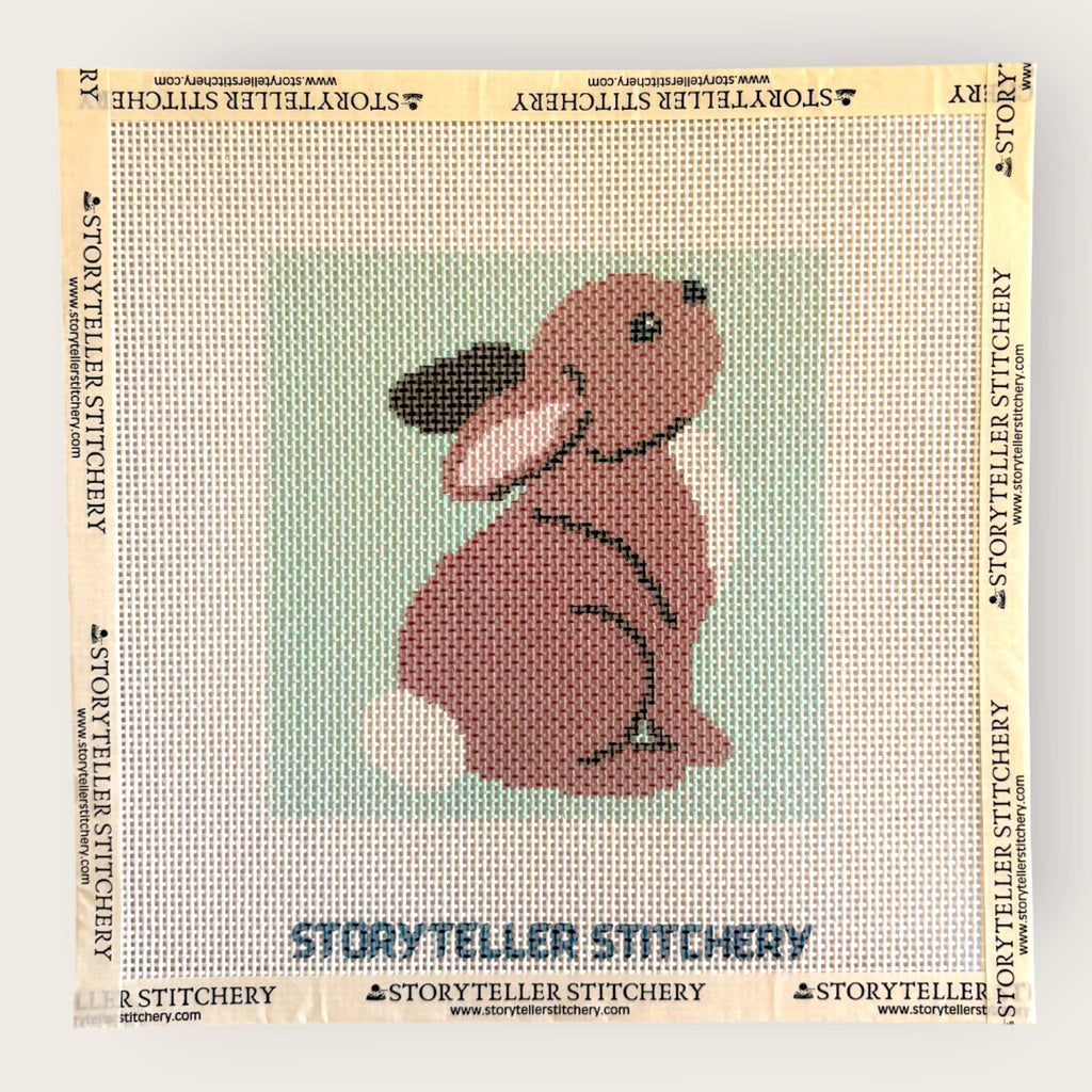 Hopeful Bunny Needlepoint Kit — 13-ct Printed Canvas, Hand-Dyed Wool-Silk Thread