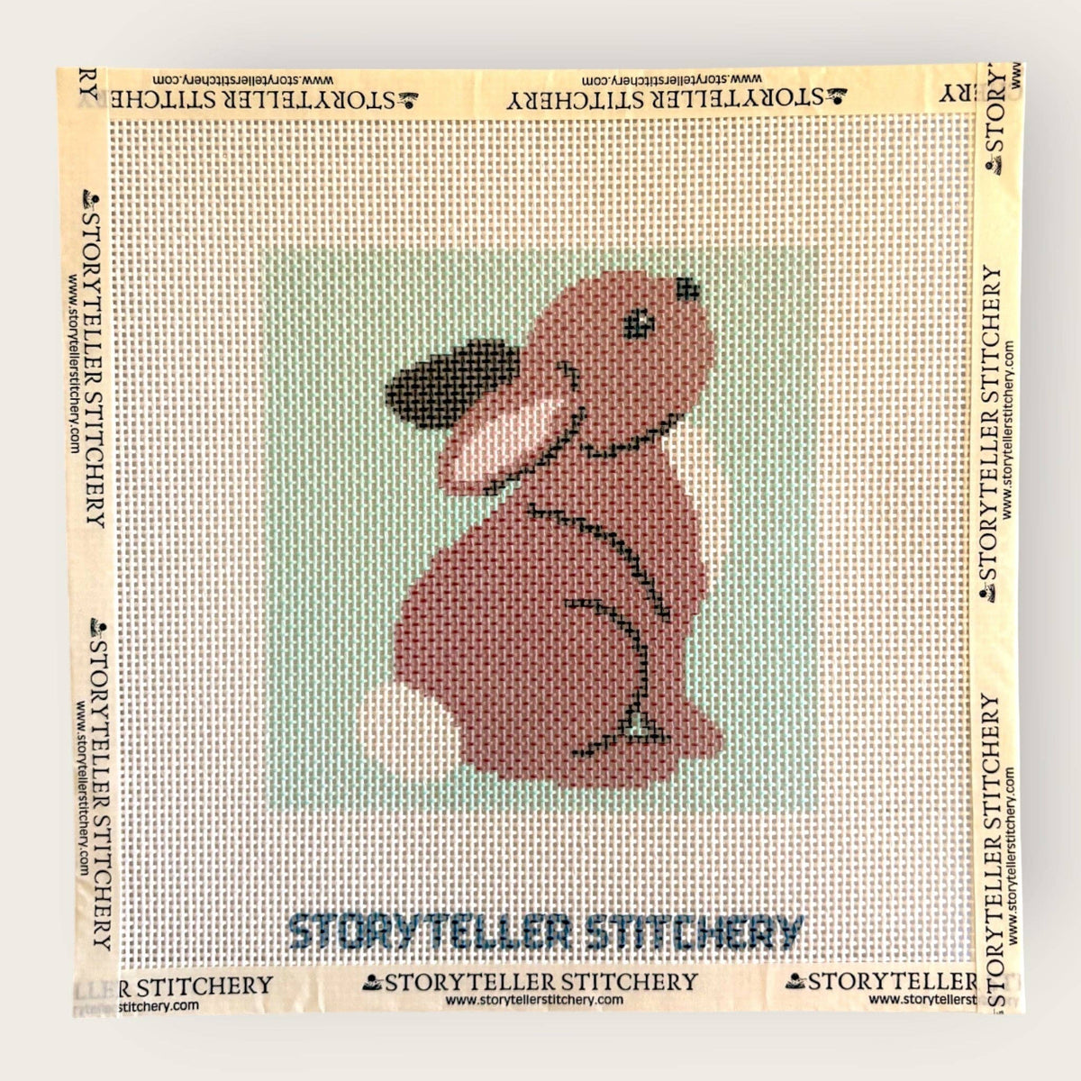 Hopeful Bunny Needlepoint Kit — 13-ct Printed Canvas, Hand-Dyed Wool-Silk Thread