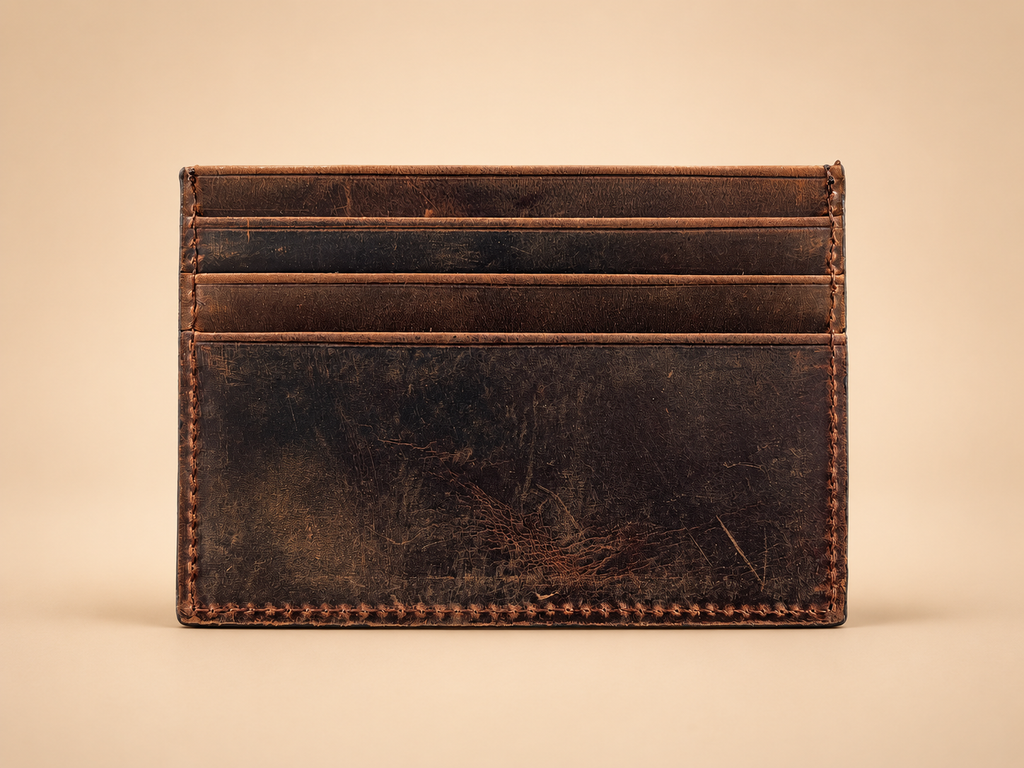 Leather Minimalist Card Holder Wallet, Finished edges