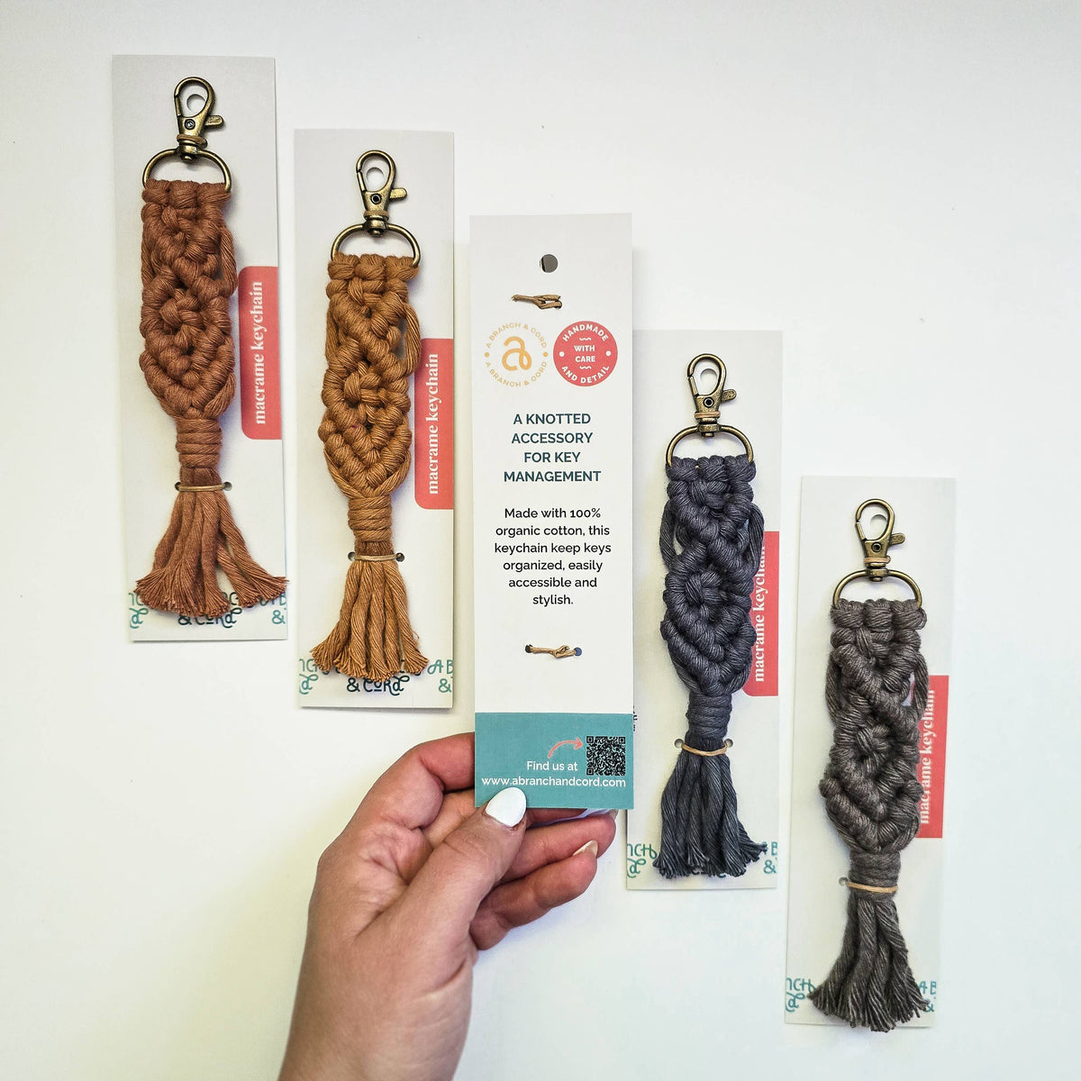 Macrame Keychains – Neutrals (5) Pack