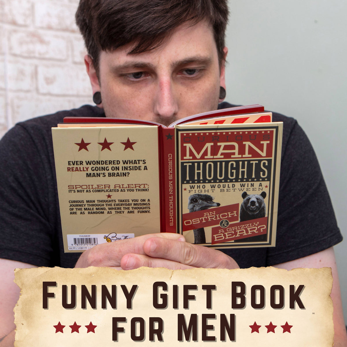 Curious Man Thoughts Gift Books – Funny Men's Gifts