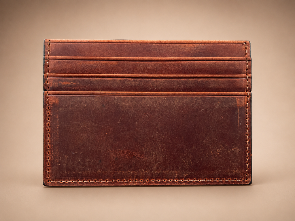 Leather Minimalist Card Holder Wallet, Finished edges
