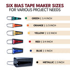 Deluxe Bias Tape Maker Set - 30pcs for making, using & storing bias tape or binding!