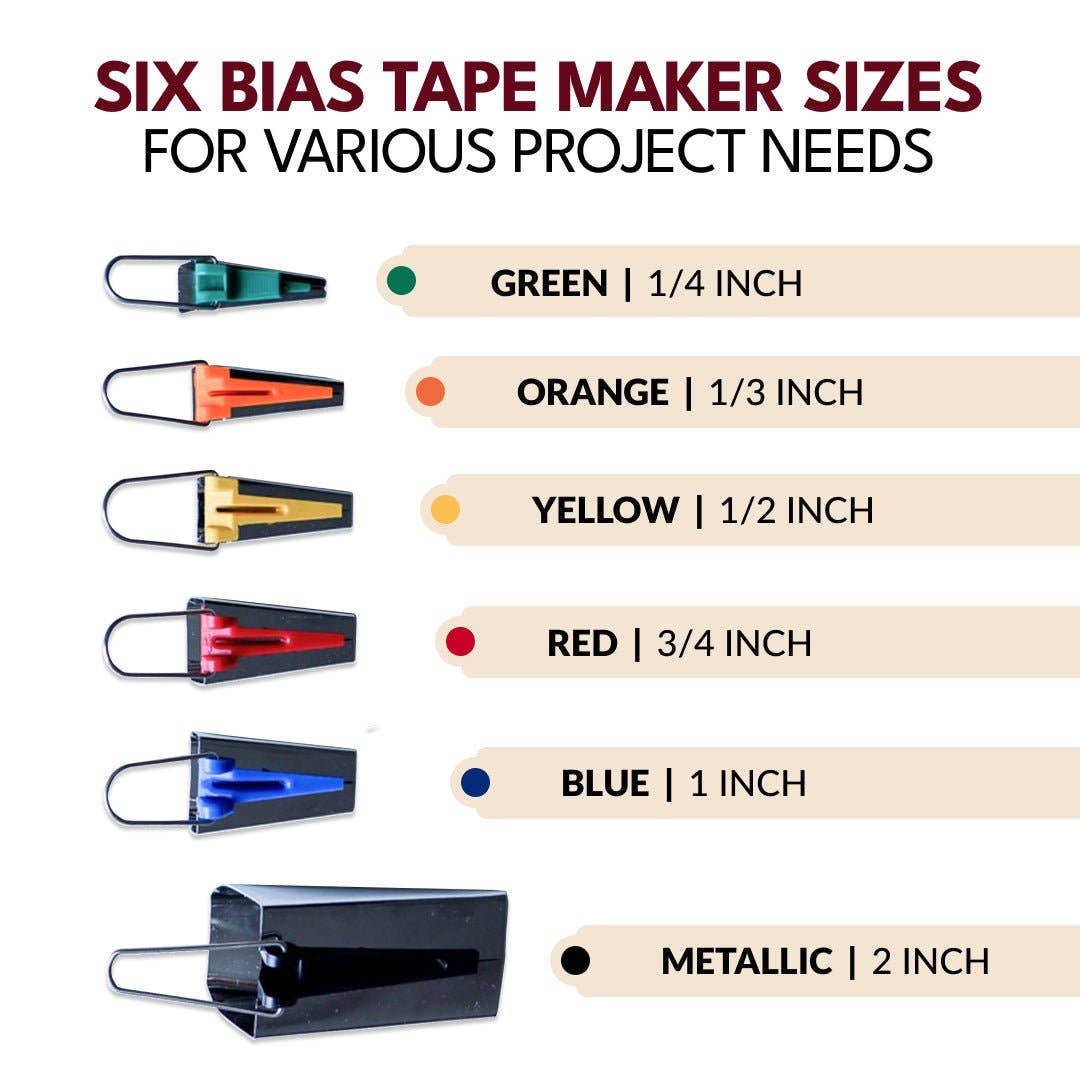 Deluxe Bias Tape Maker Set - 30pcs for making, using & storing bias tape or binding!