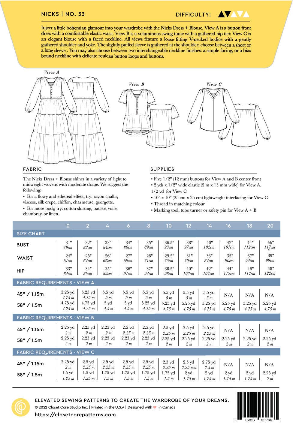 Nicks Dress + Blouse Sewing Pattern
