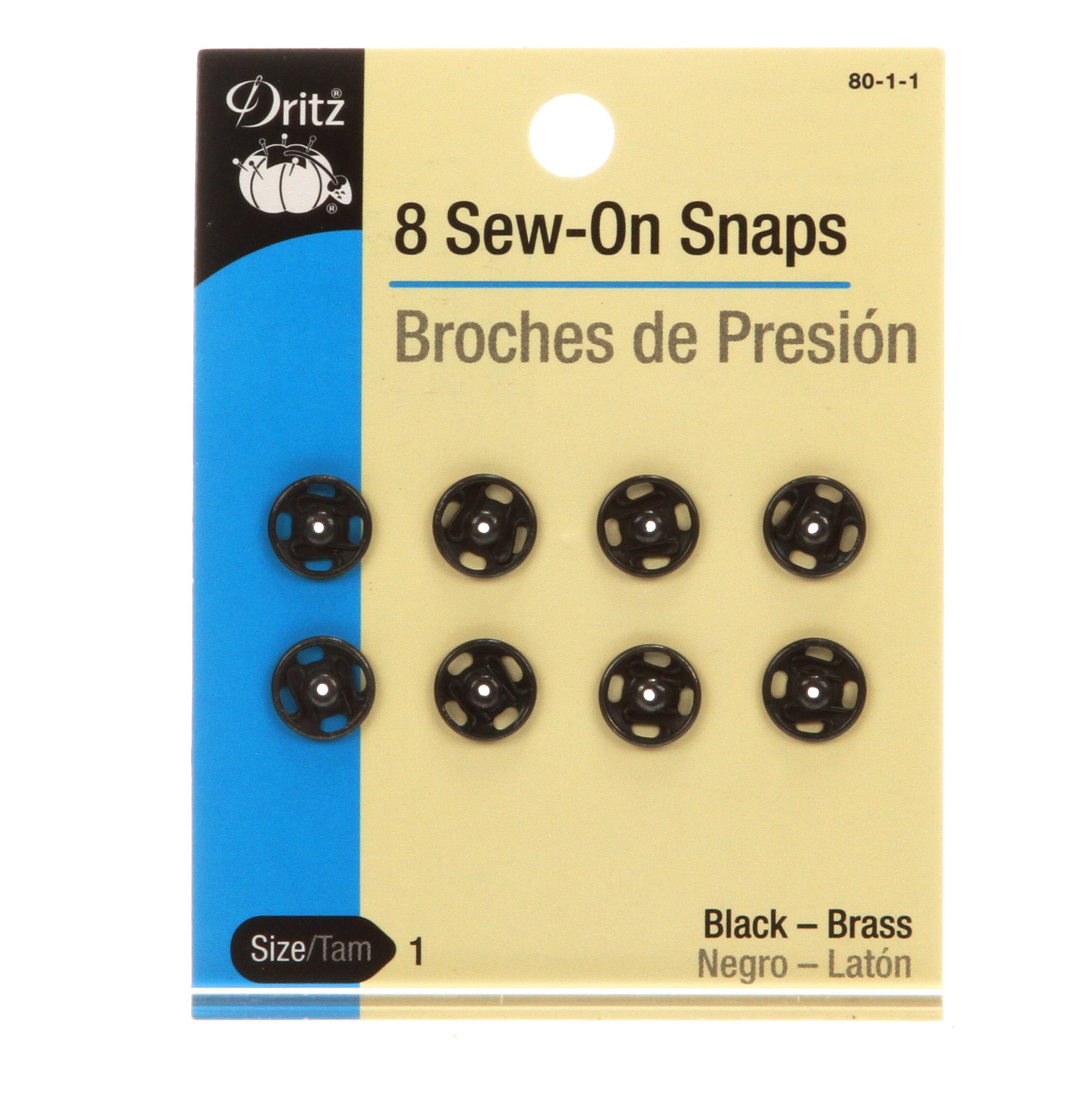 Sew-On Snaps Size 1 Black
