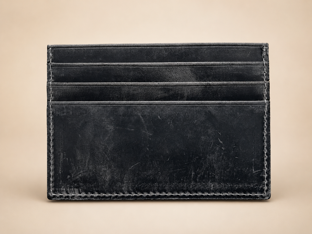 Leather Minimalist Card Holder Wallet, Finished edges