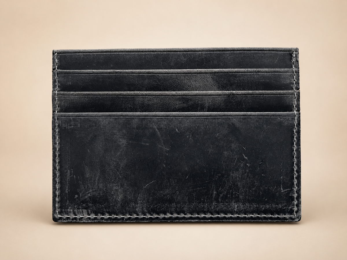 Leather Minimalist Card Holder Wallet, Finished edges