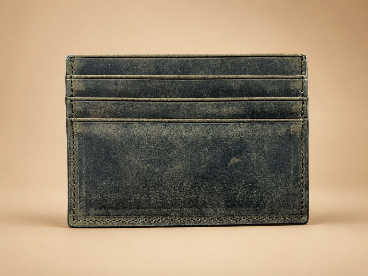 Leather Minimalist Card Holder Wallet, Finished edges