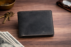 Men’s Full-Grain Crazy Leather Bifold Wallet with ID Window