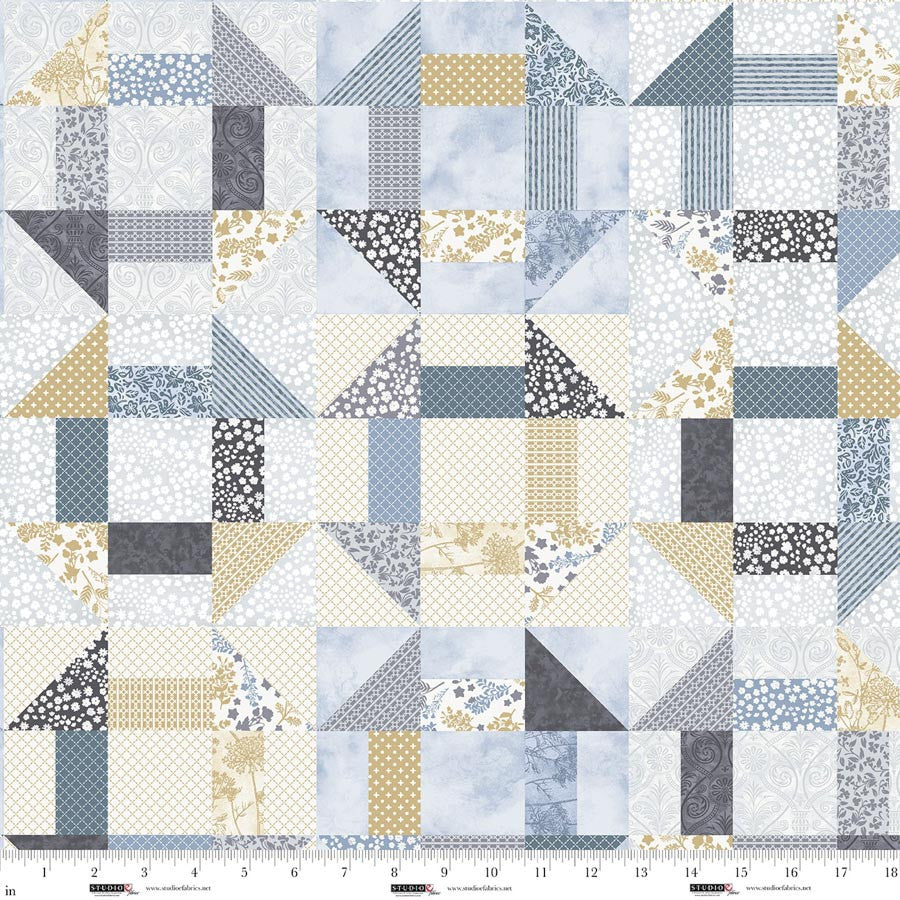 Churndash Cheater Quilt - Steel Blue