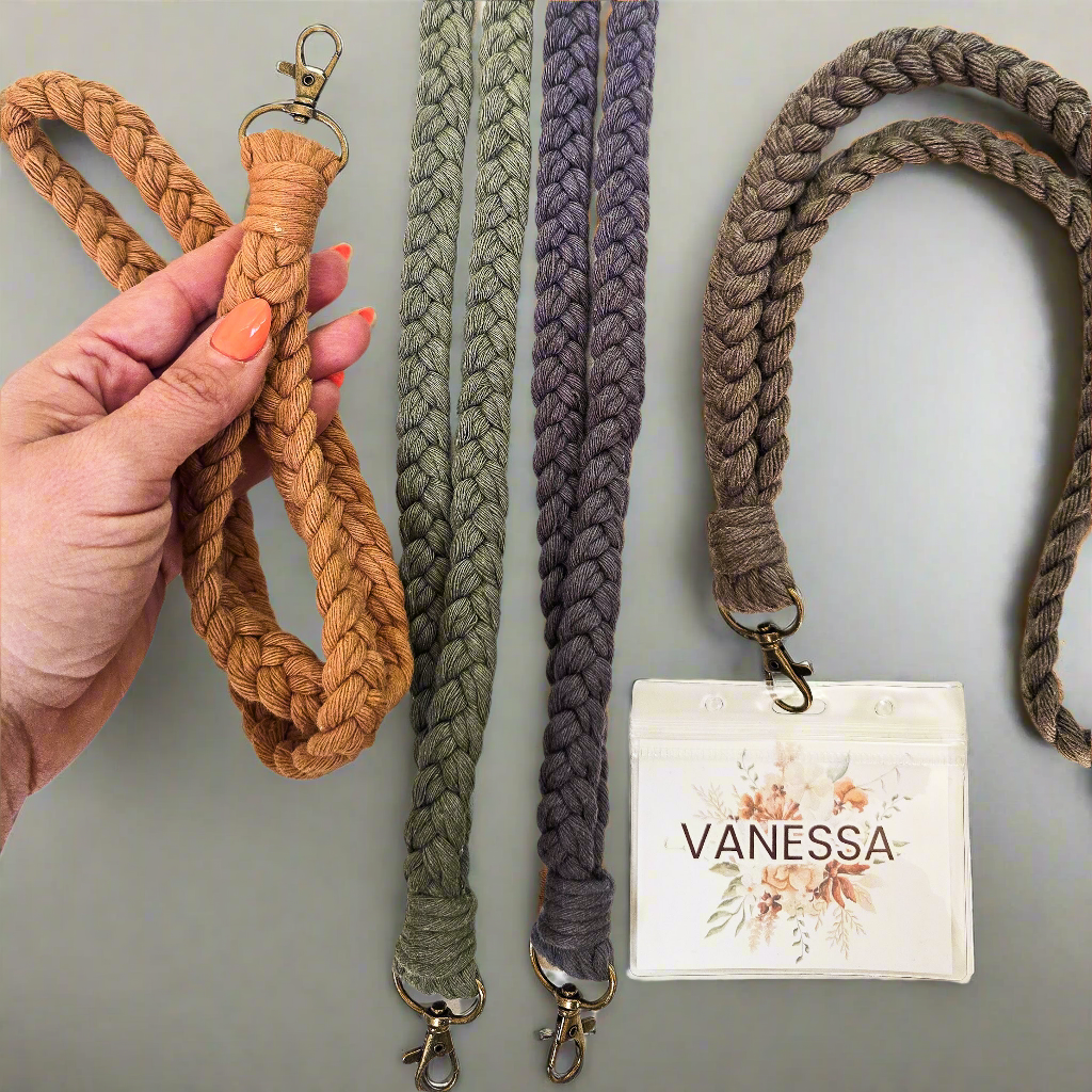Macrame Lanyard – Boho ID Badge Holder & Keychain Accessory