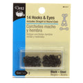 HOOKS EYES & LOOPS BLK SZ2 14CT