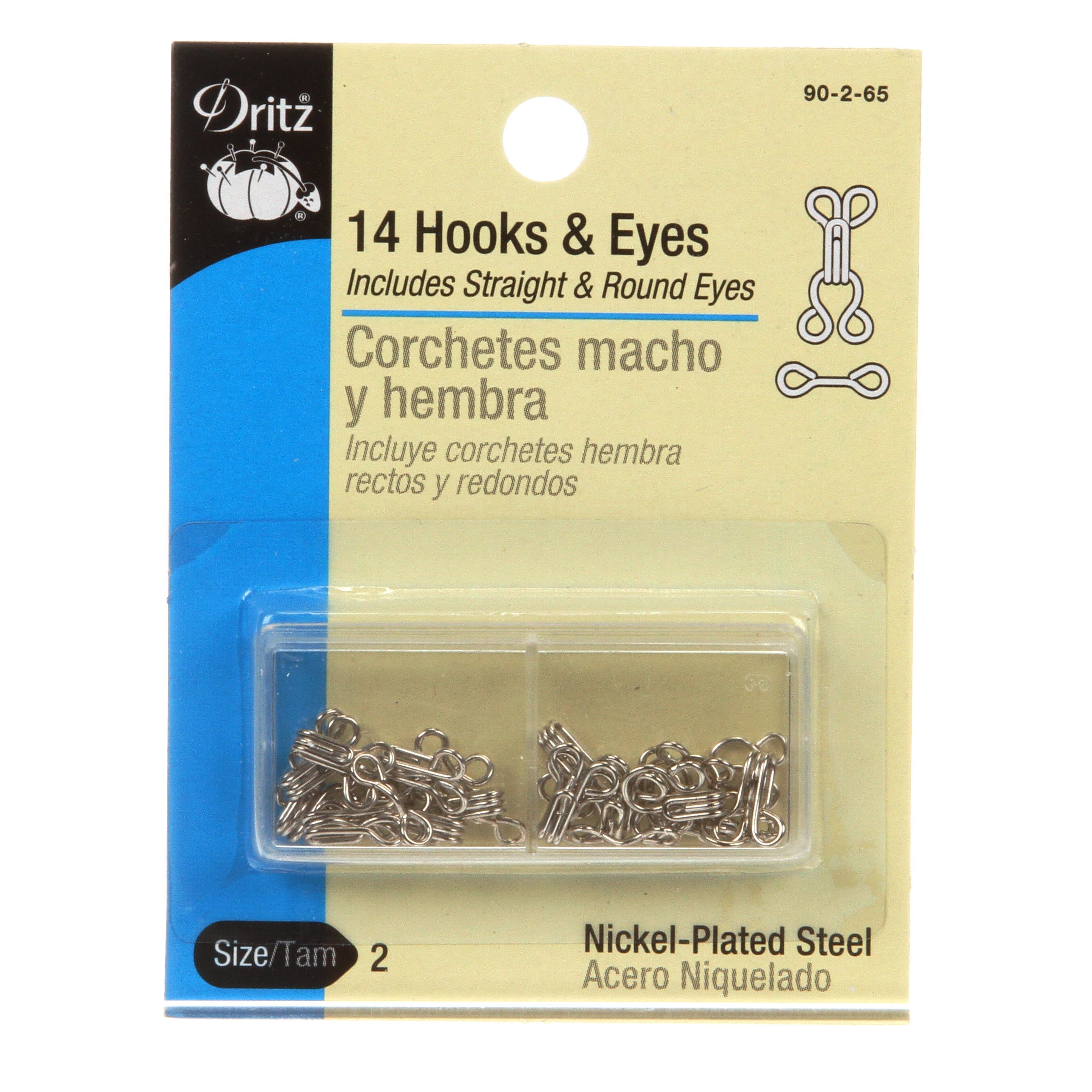 HOOKS EYES & LOOPS NKL SZ2 14CT