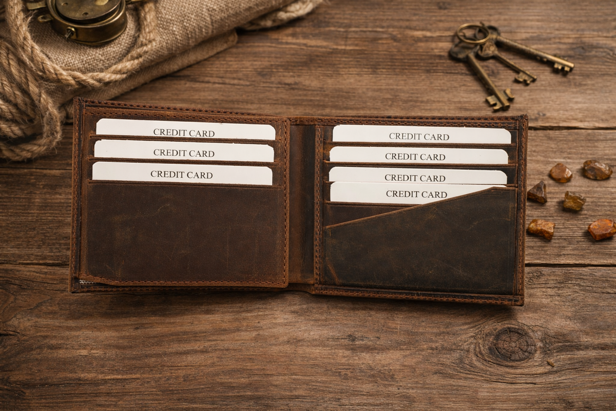 Full Grain Leather Wallet, Leather Bifold Mens Wallet