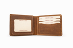 Men’s Full-Grain Crazy Leather Bifold Wallet with ID Window