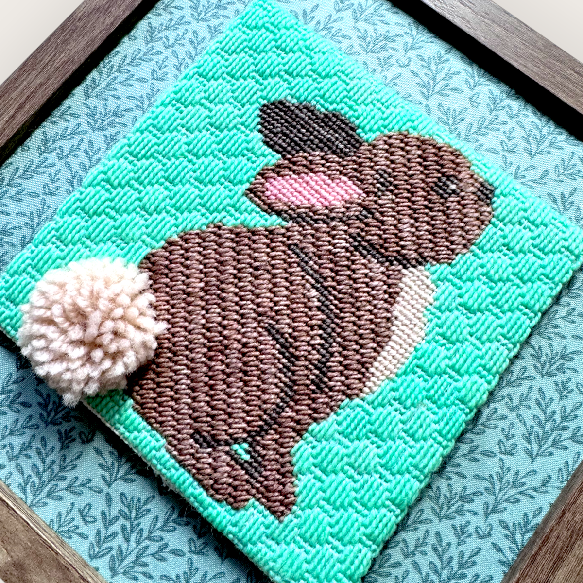 Hopeful Bunny Needlepoint Kit — 13-ct Printed Canvas, Hand-Dyed Wool-Silk Thread