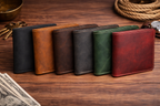 Men’s Full-Grain Crazy Leather Bifold Wallet with ID Window