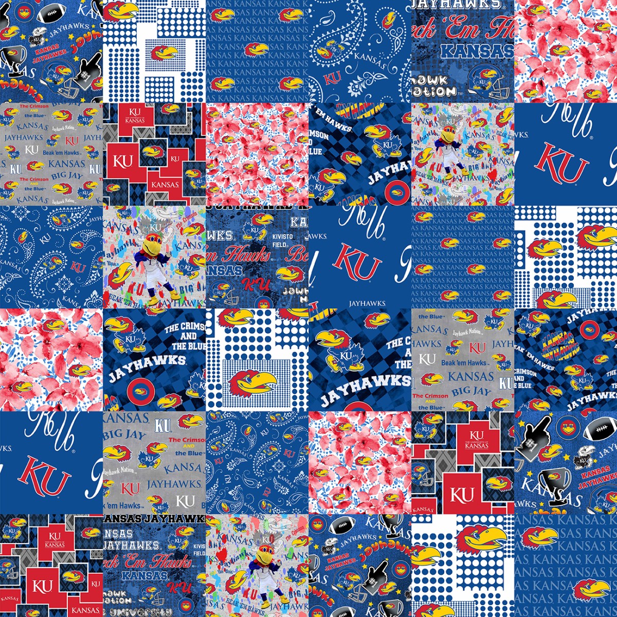 Kansas Collegiate Cheater Cotton Fabric