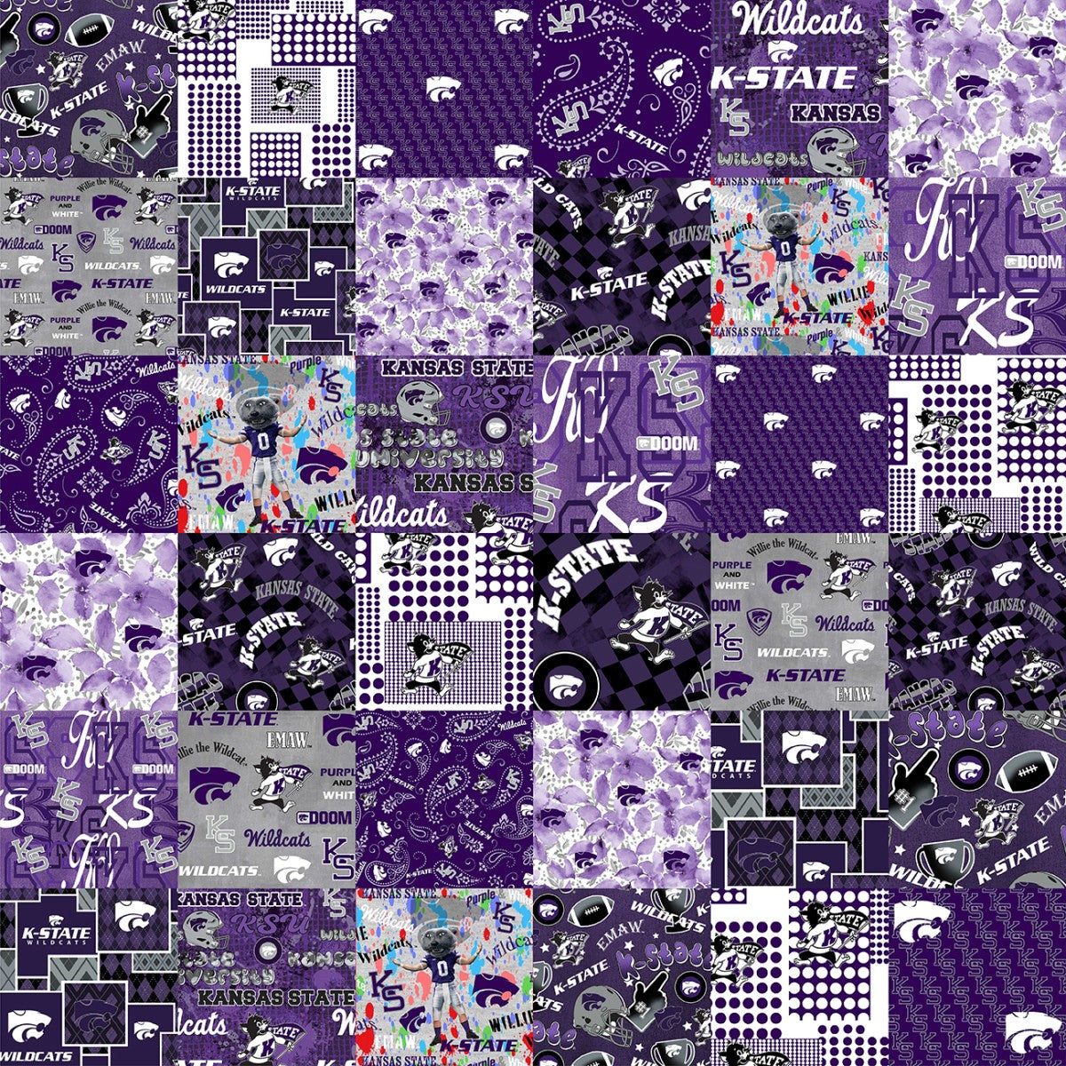 Kansas State Collegiate Cheater Cotton Fabric