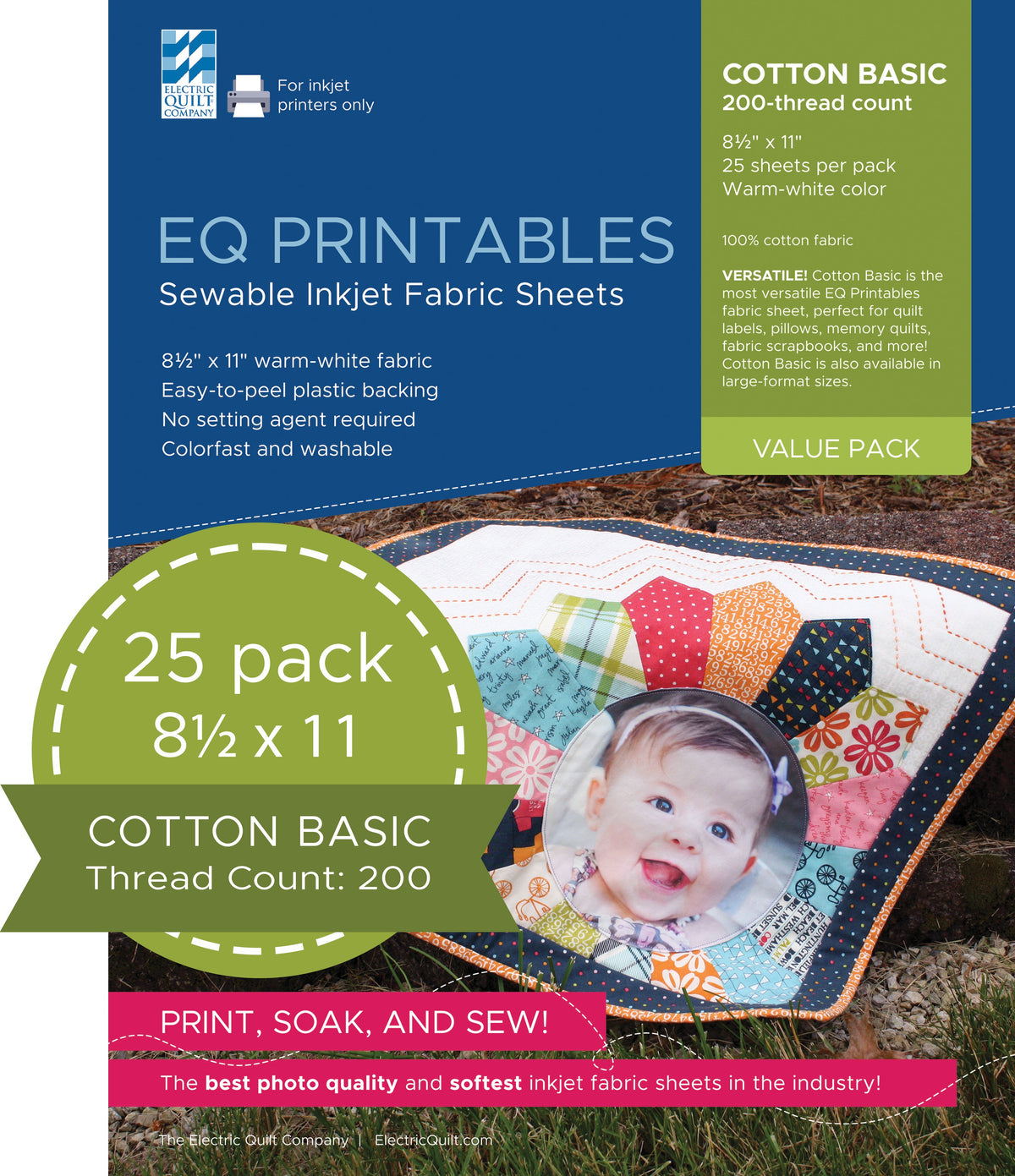Cotton Printable Fabric Sheets 25 Pack