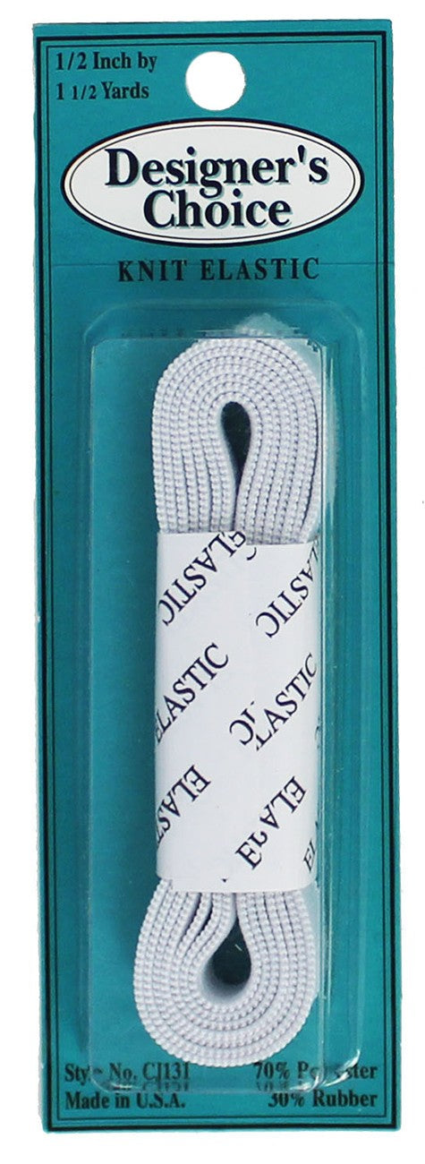 Draw cord Elastic 1/2IN X 1-1/2YD WHITE