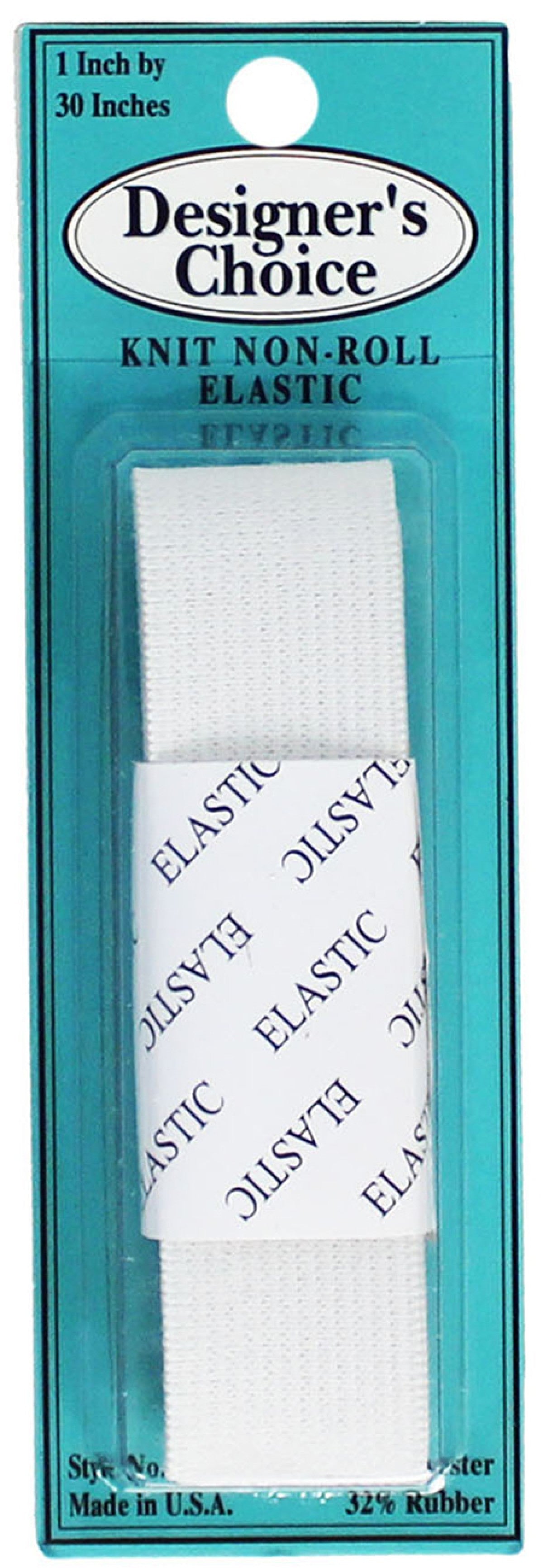 No-Roll Knit Elastic - 1 Inch x 30 Inches - White