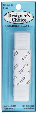 No-Roll Woven Elastic - 3/4 Inch x 1 Yard - White