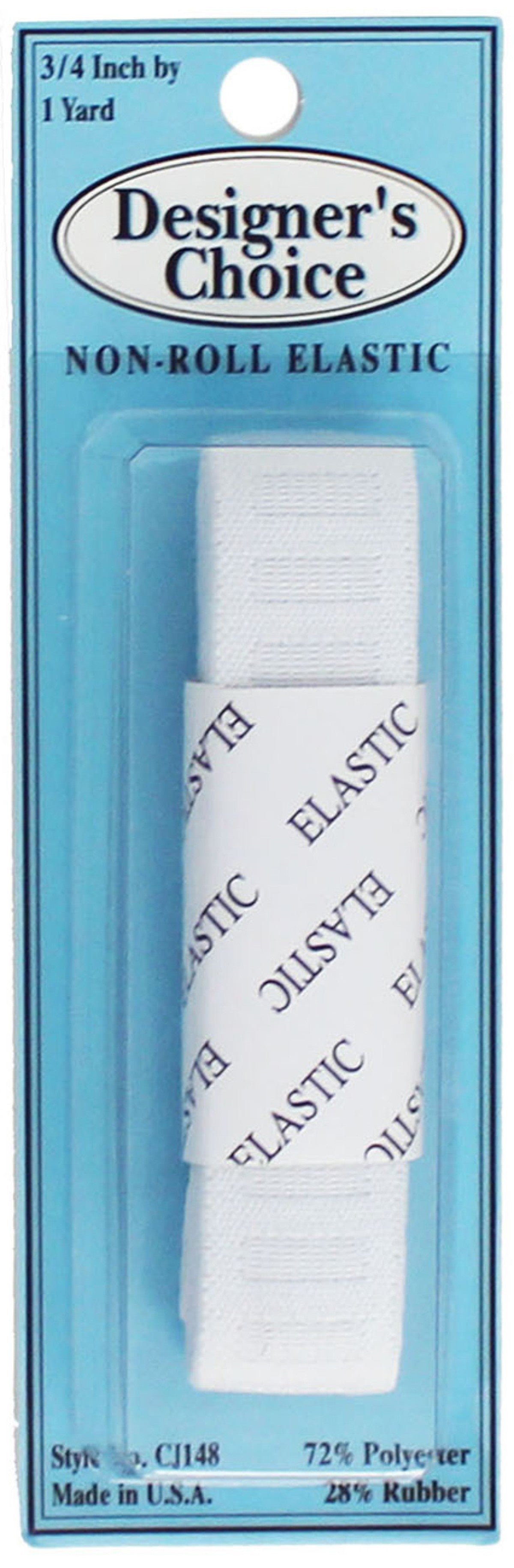 No-Roll Woven Elastic - 3/4 Inch x 1 Yard - White