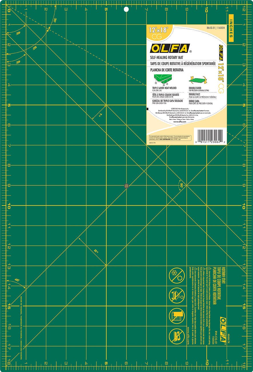 MAT CUTTING 12X18 GRN WITH GRID