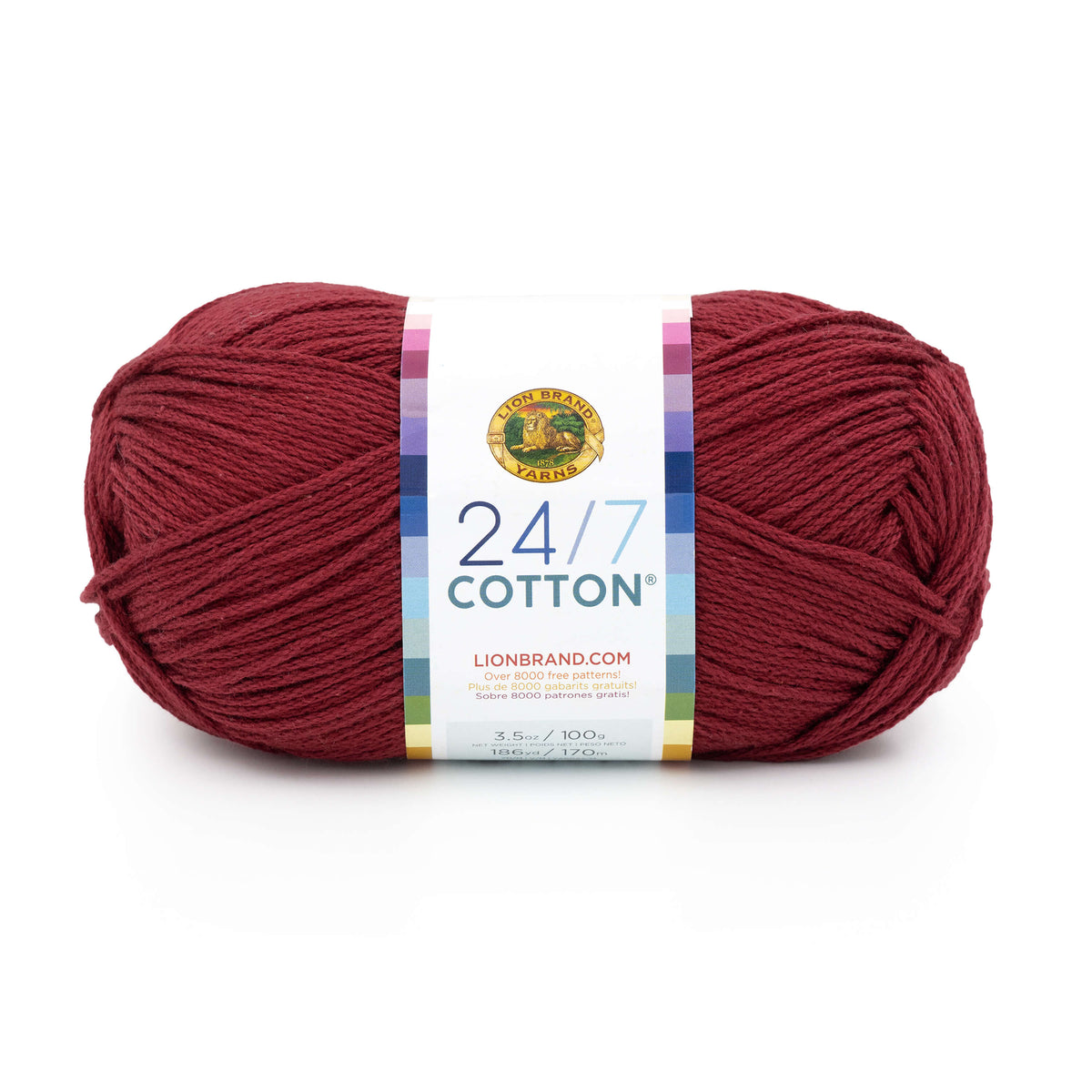 Lion Brand Yarn 24/7 Cotton Burgundy