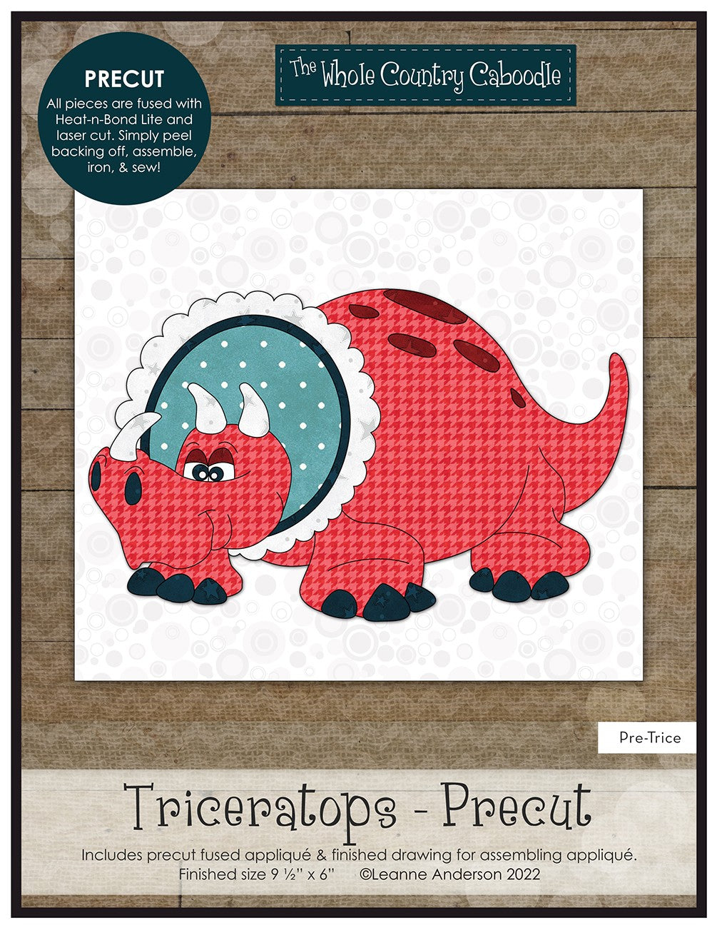 Triceratops Precut Fused Applique Pack