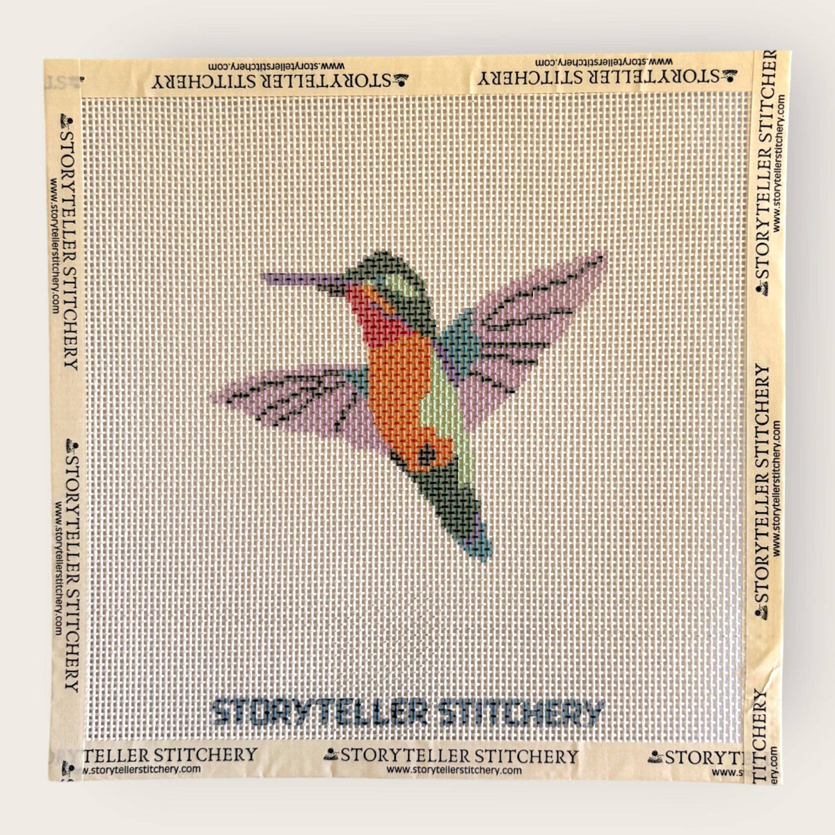 Hummingbird Needlepoint Kit — 13-ct Printed Canvas, Hand-Dyed Wool-Silk Thread
