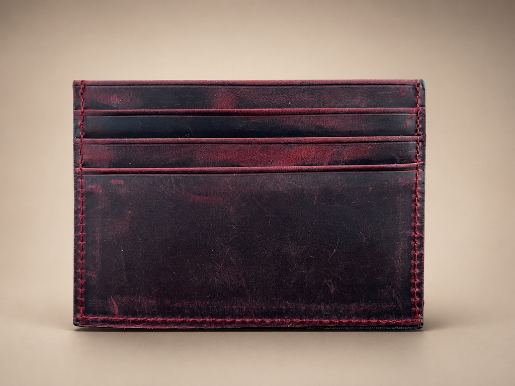 Leather Minimalist Card Holder Wallet, Finished edges