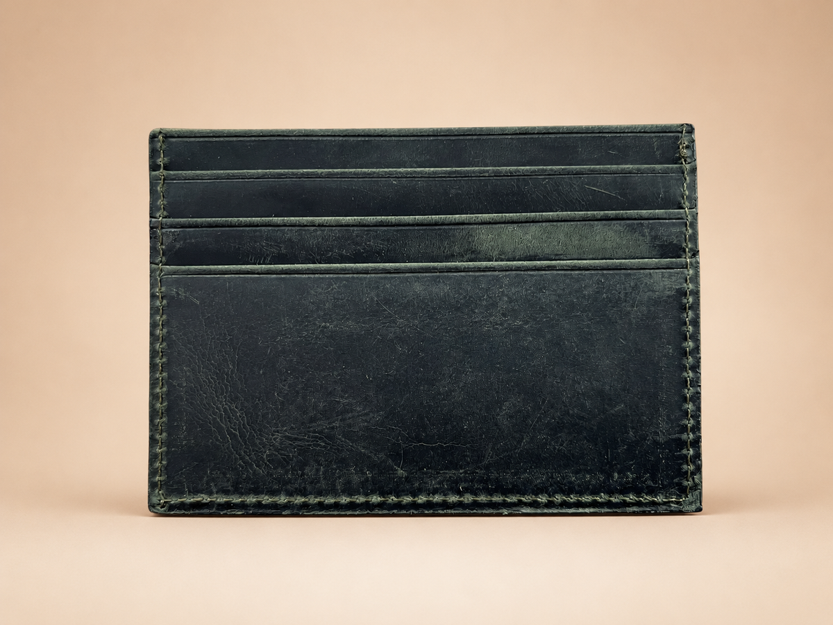 Leather Minimalist Card Holder Wallet, Finished edges