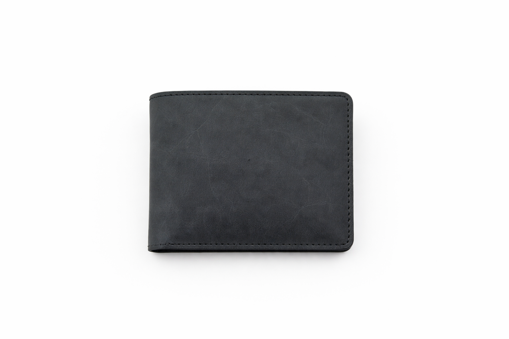 Men’s Full-Grain Crazy Leather Bifold Wallet with ID Window
